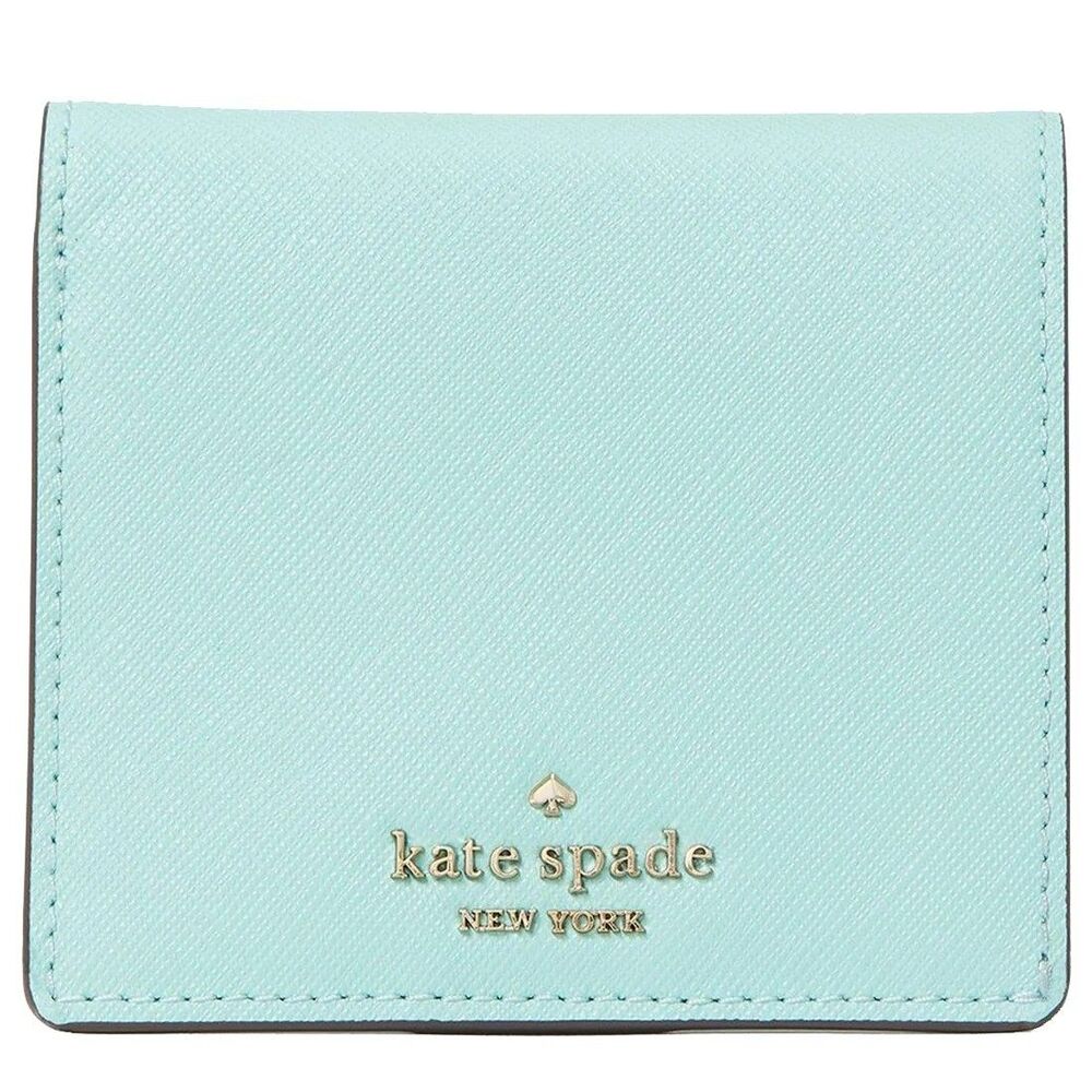 Kate Spade Cove Street Serenade Bifold Wallet Aqua Bloom Green/Teal WLRU6049 New